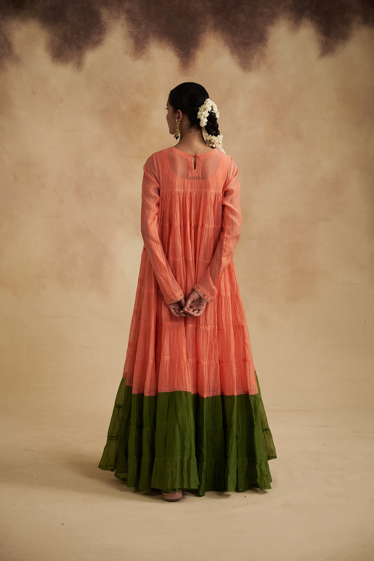 Peach Mul Chanderi Anarkali Dress