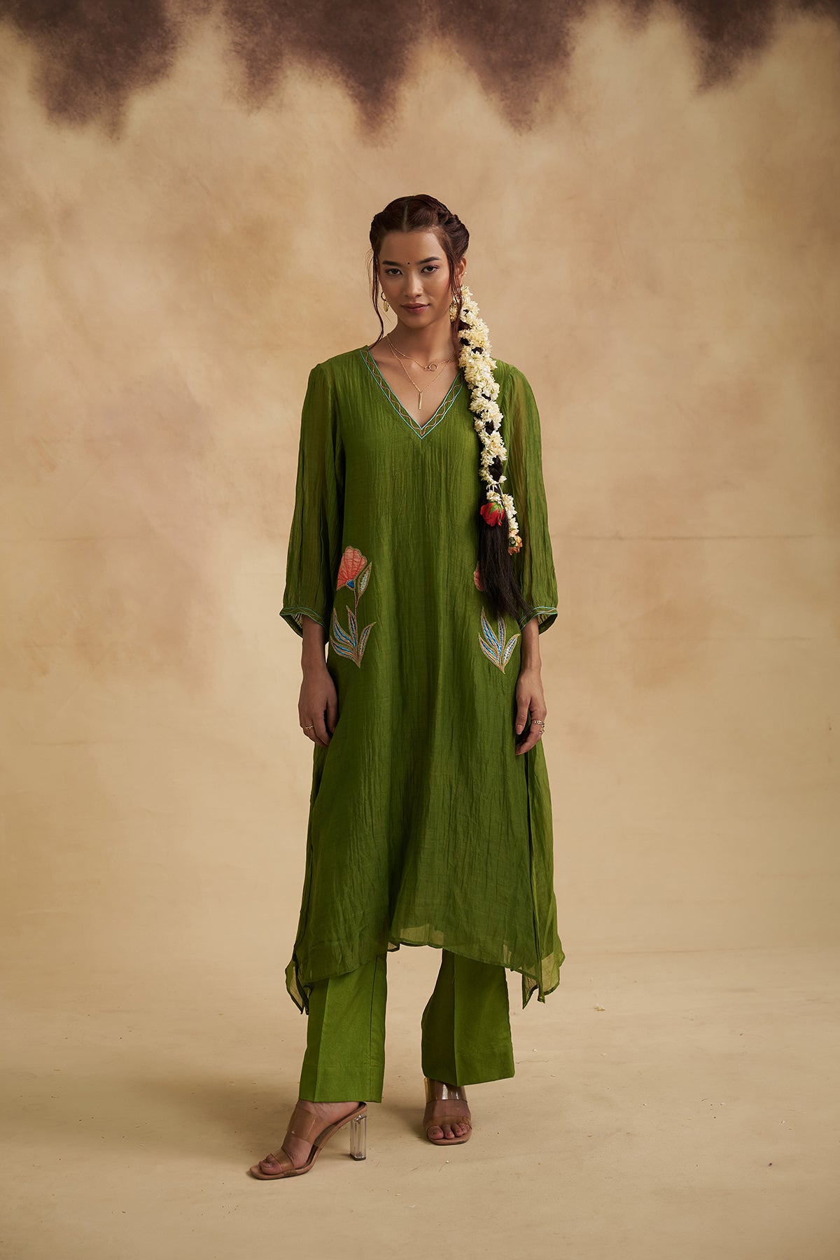 Oliver Green Mul Chanderi Suit