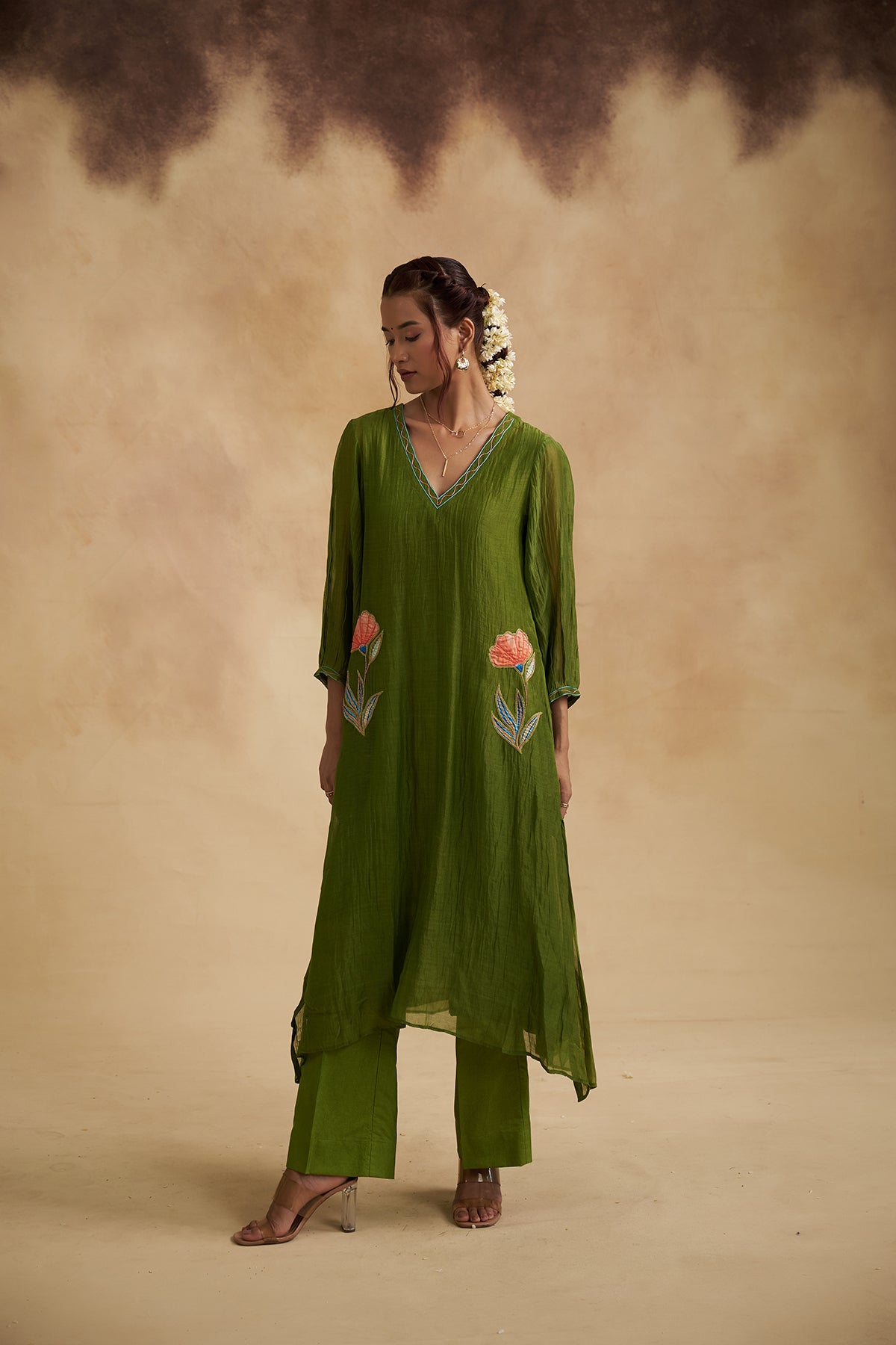 Oliver Green Mul Chanderi Suit