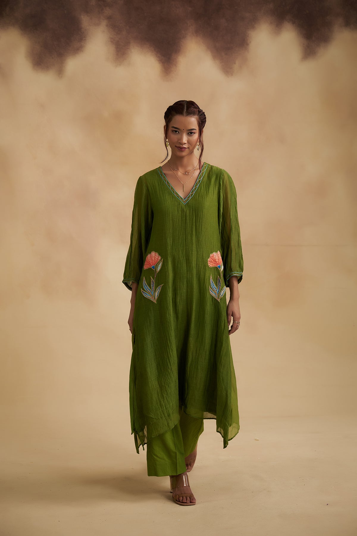 Oliver Green Mul Chanderi Suit