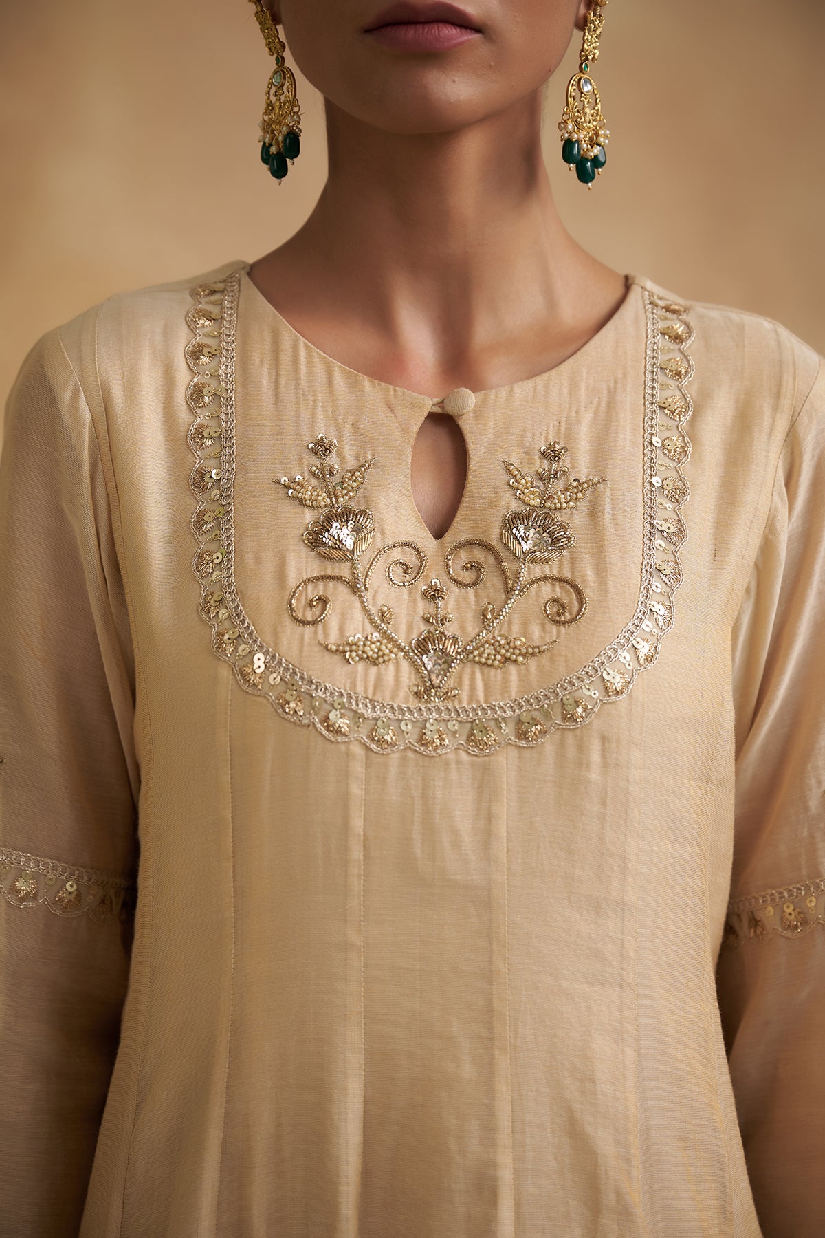 Zari Chanderi Anarkali Suit