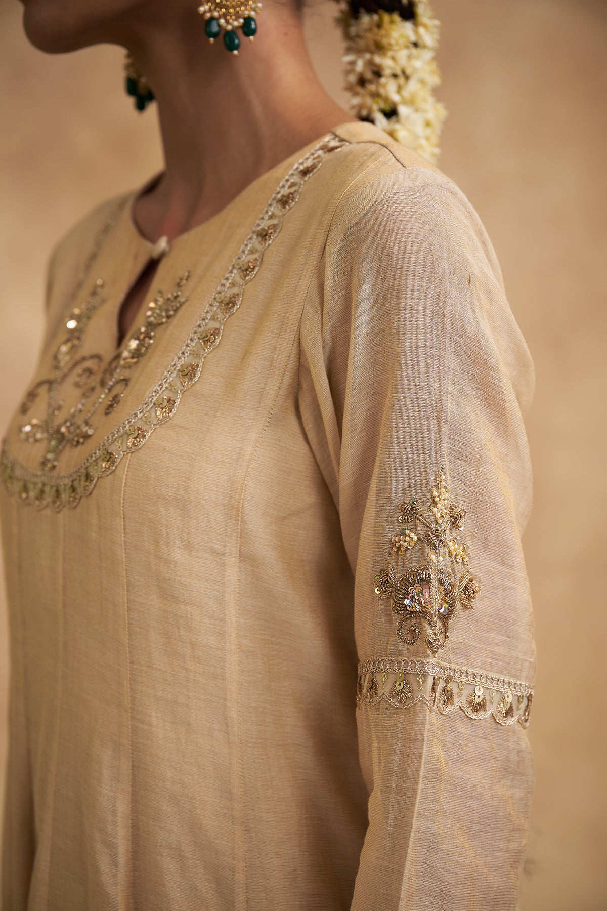Zari Chanderi Anarkali Suit