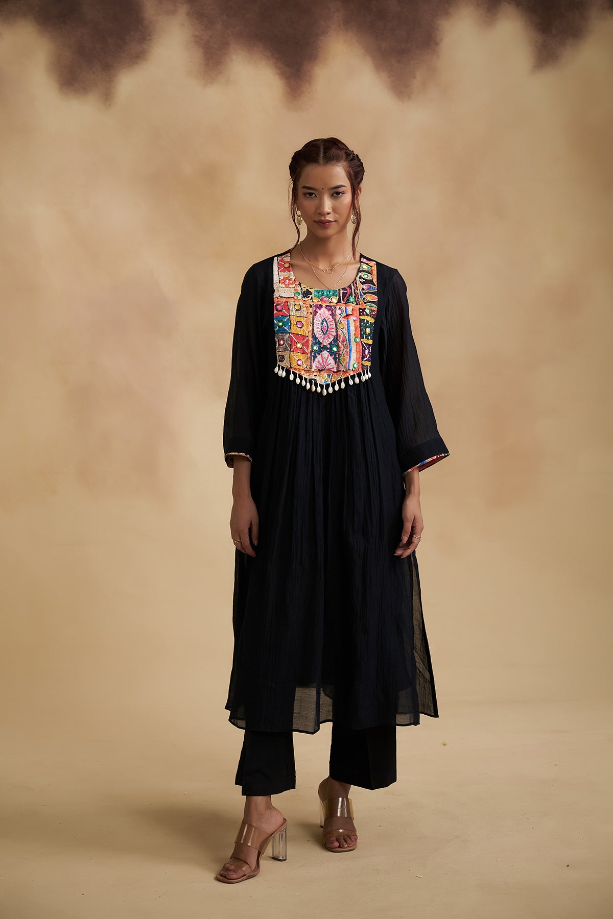 Black Gamthi Design Chanderi Suit