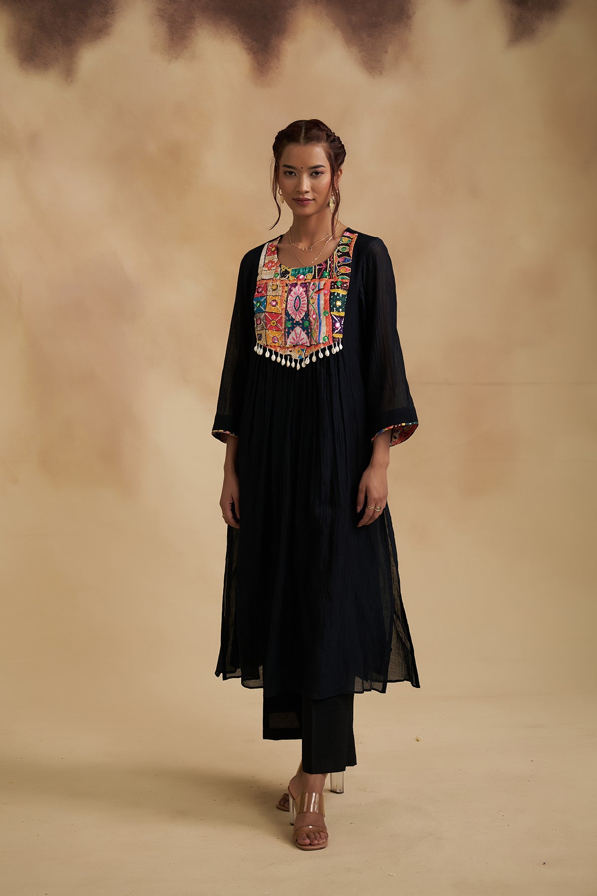 Black Gamthi Design Chanderi Suit