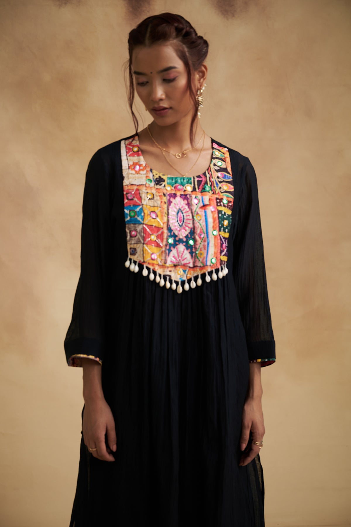 Black Gamthi Design Chanderi Suit