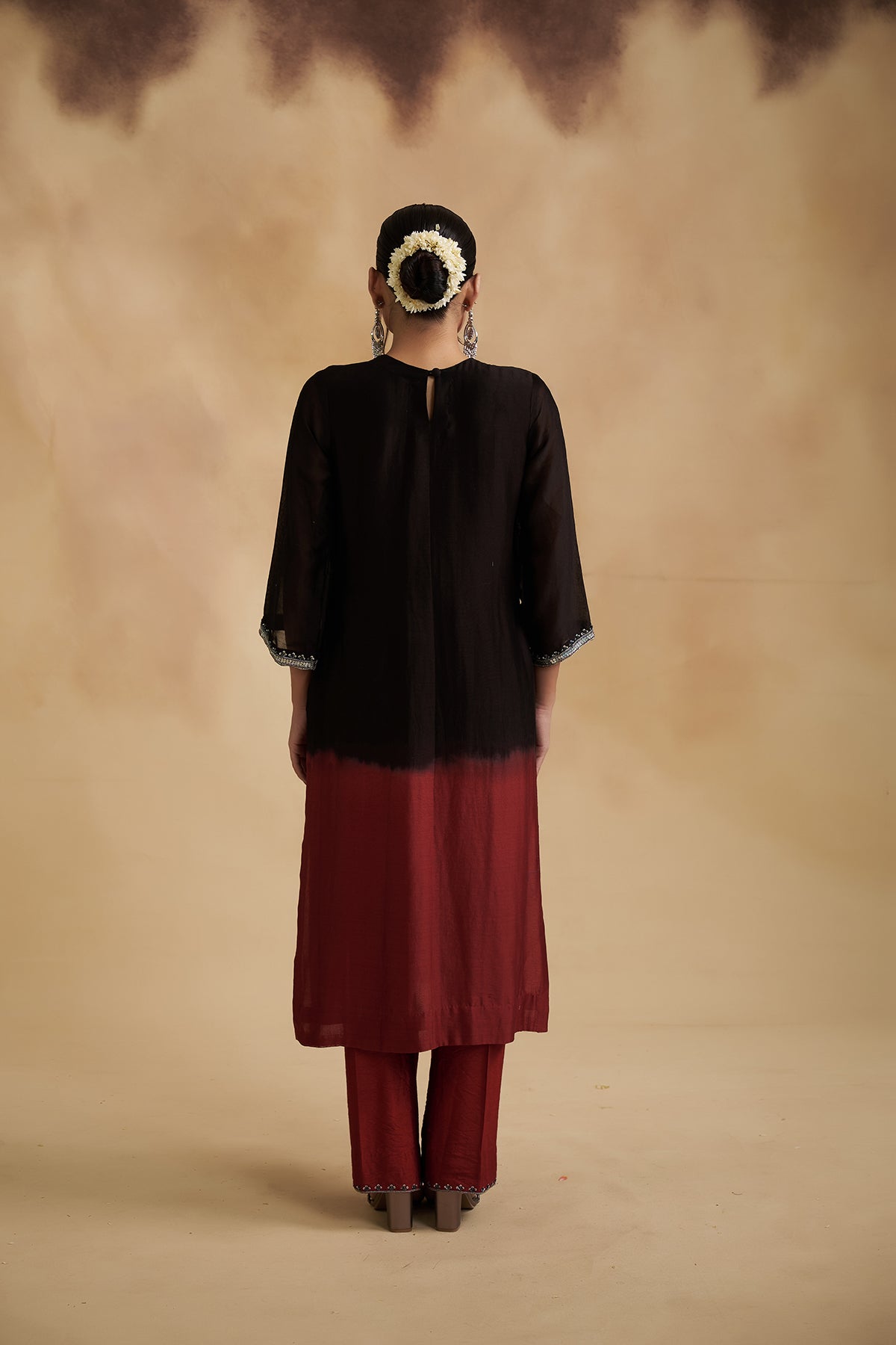 Black and Maroon Chanderi Suit