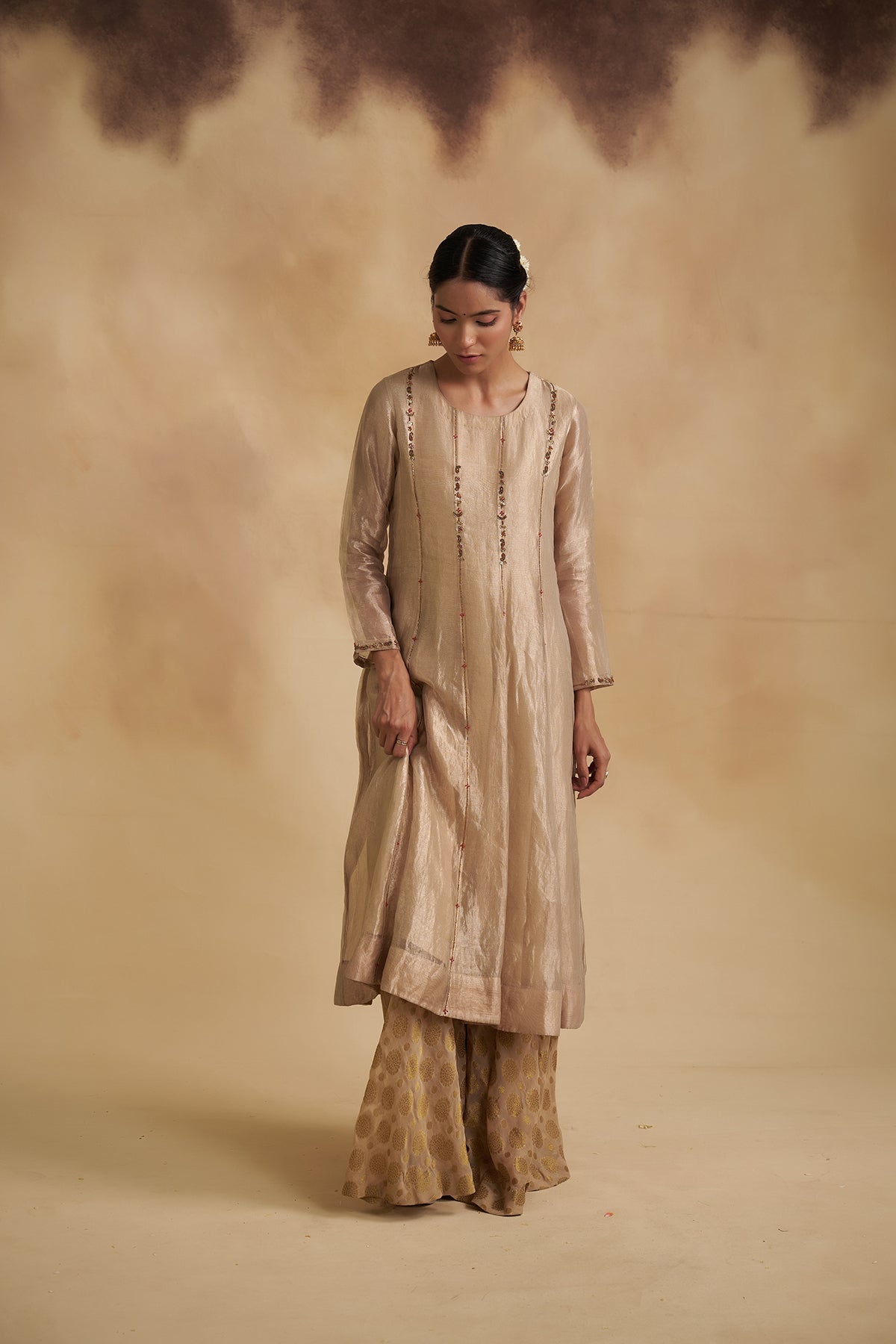 Zari Tissue Silk Anarkali Suit