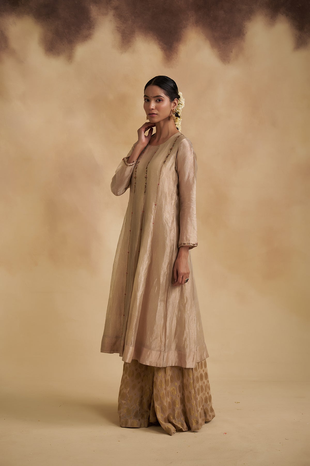 Zari Tissue Silk Anarkali Suit