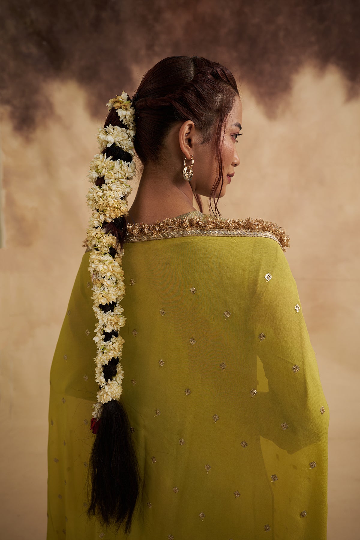 Lemon Green Zari Tissue Silk Suit