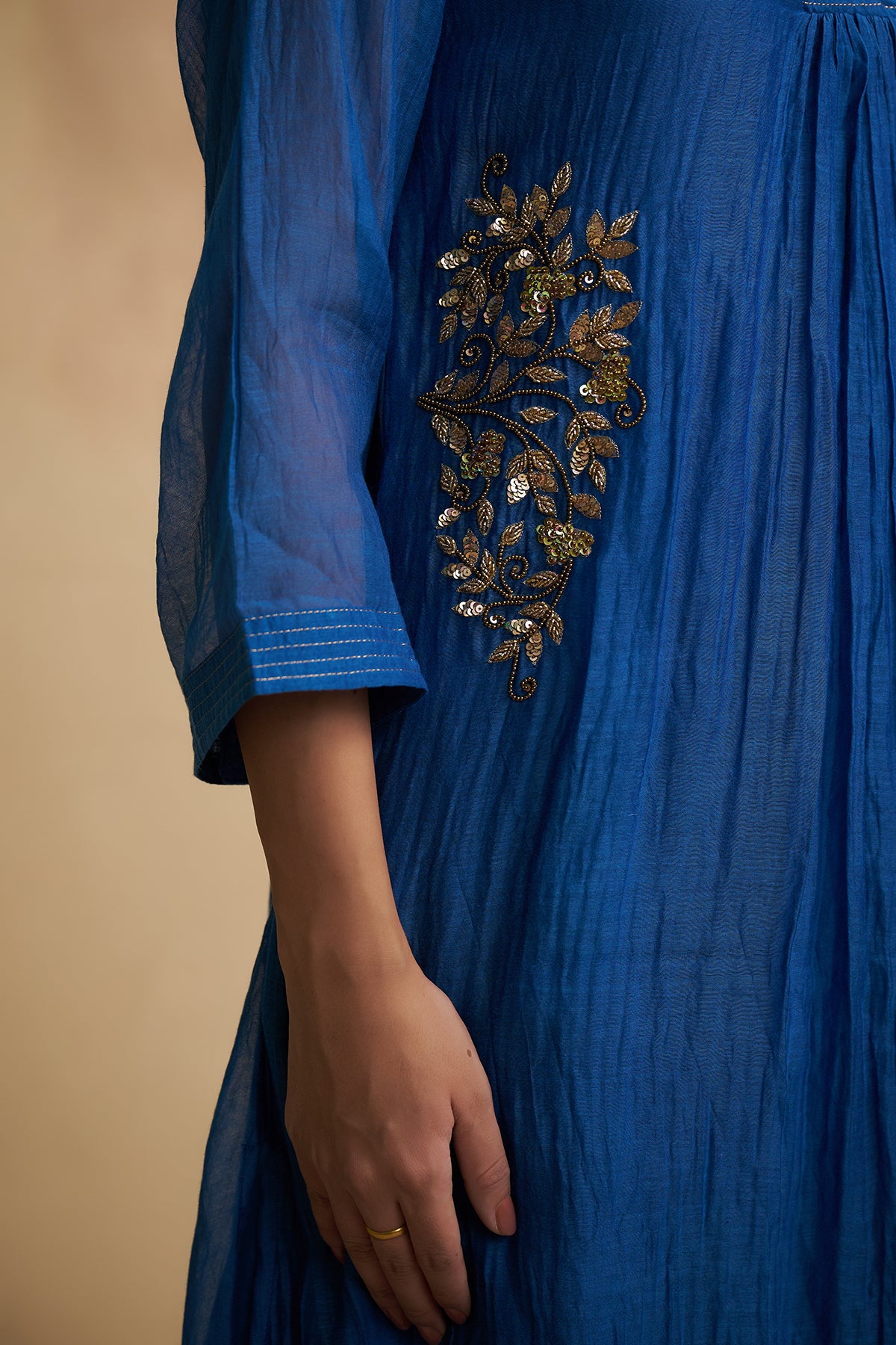 Blue Chanderi Suit Set