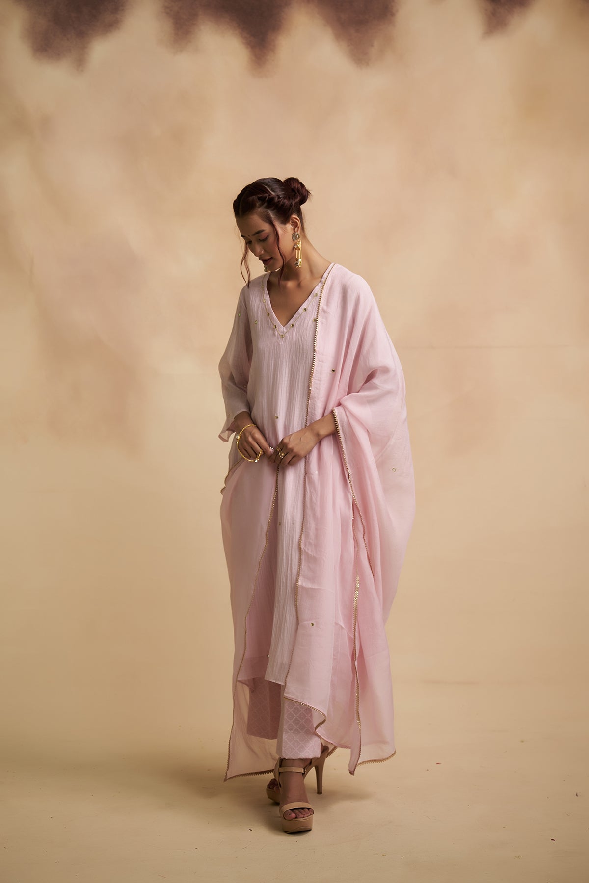 Lavender Mul Chanderi Salwar Suit
