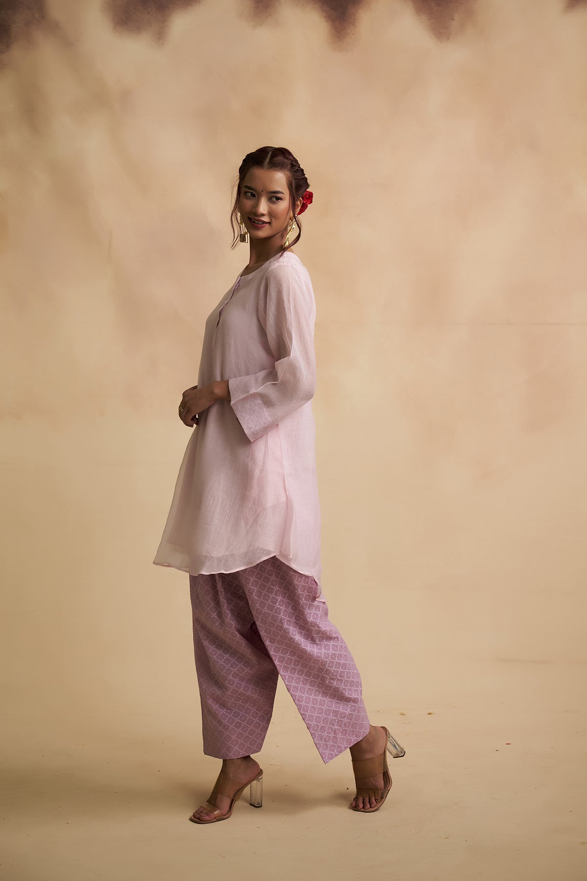 Lavender Mul Chanderi Farsi Salwar Suit