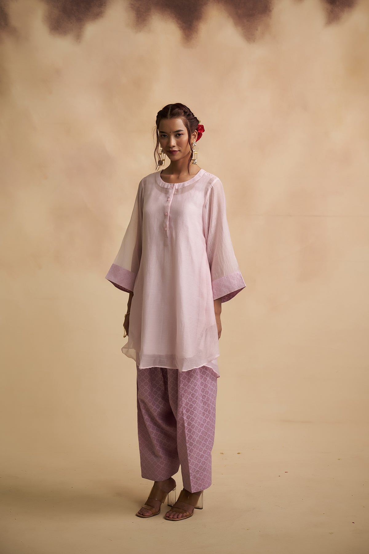 Lavender Mul Chanderi Farsi Salwar Suit