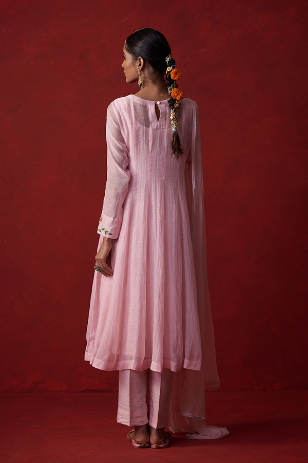 Pichwai Gulabi Mul Chanderi Suit