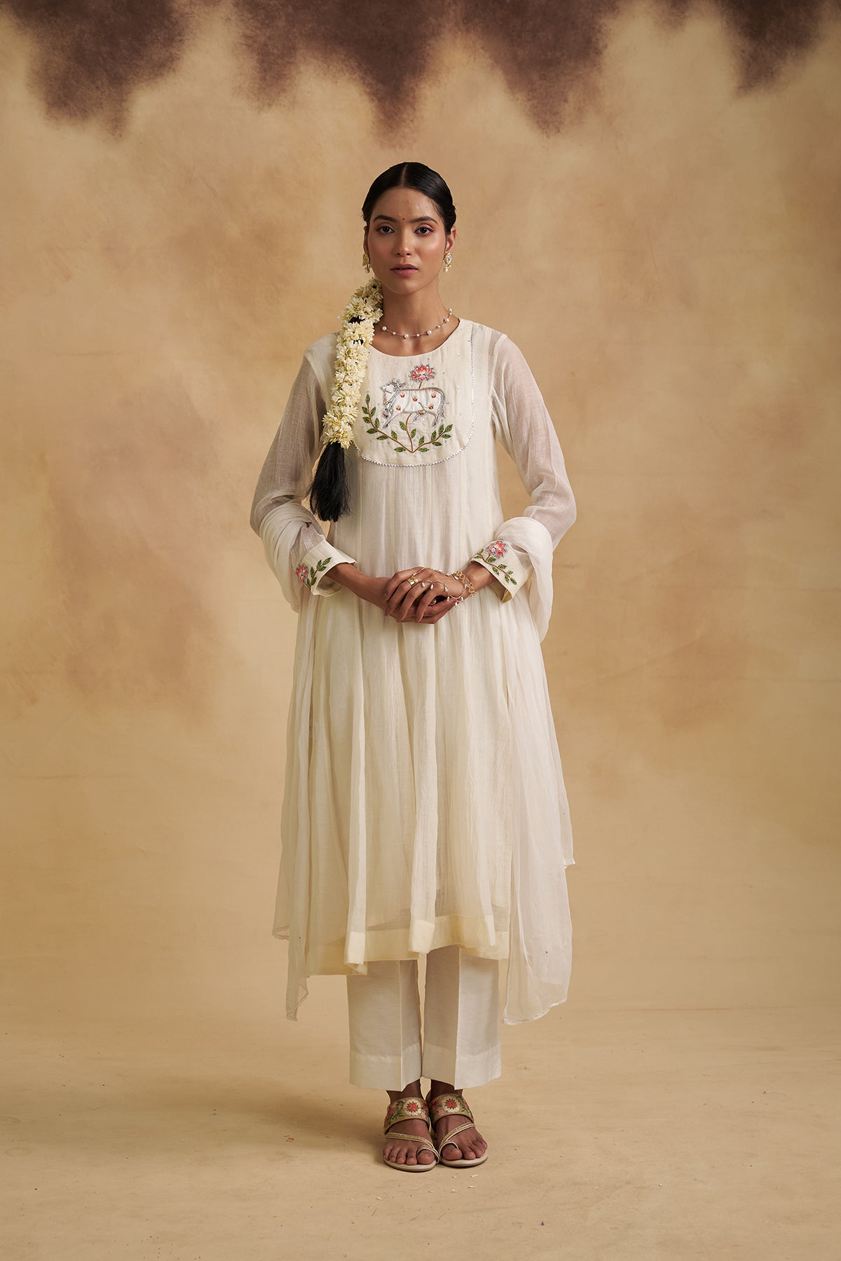 Mul Chanderi Pichwai Anarkali Suit