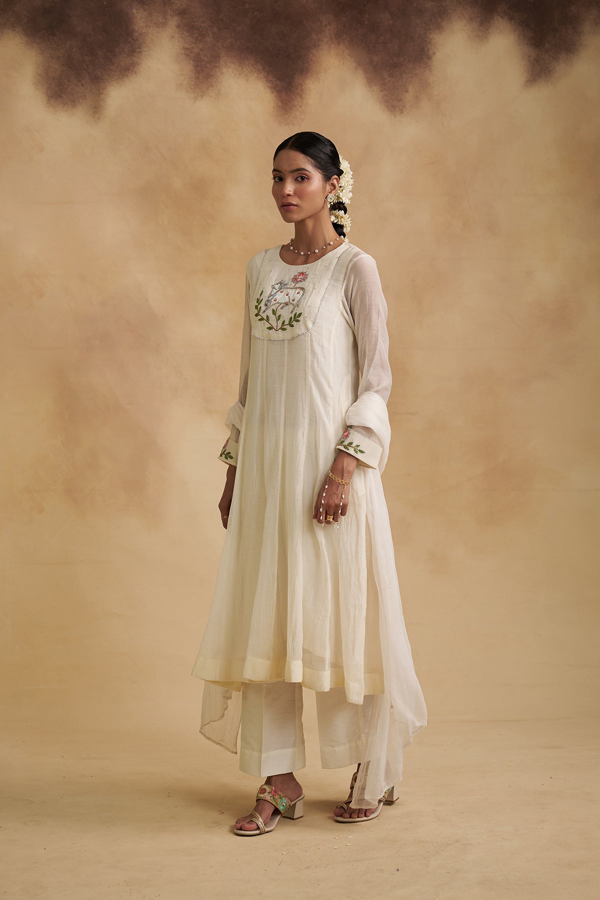 Mul Chanderi Pichwai Anarkali Suit