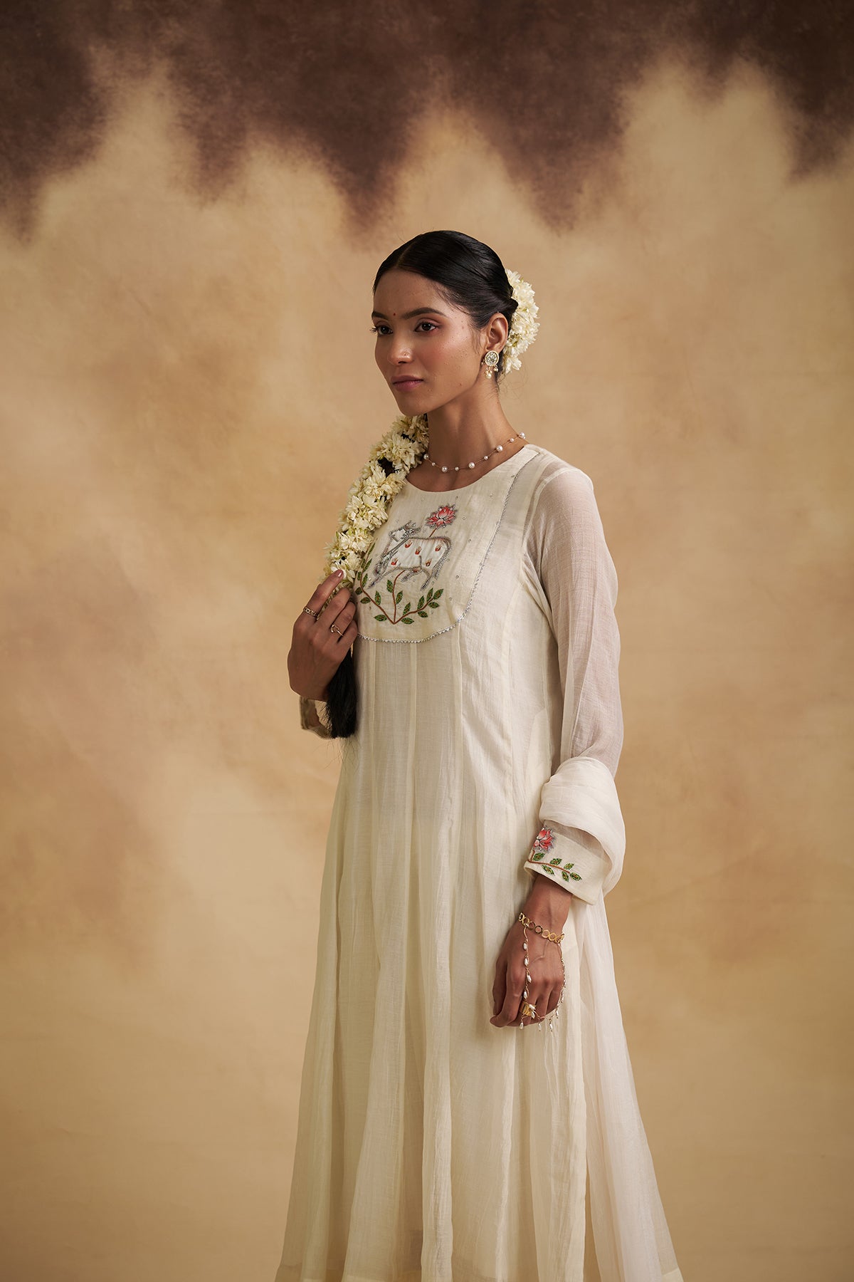 Mul Chanderi Pichwai Anarkali Suit