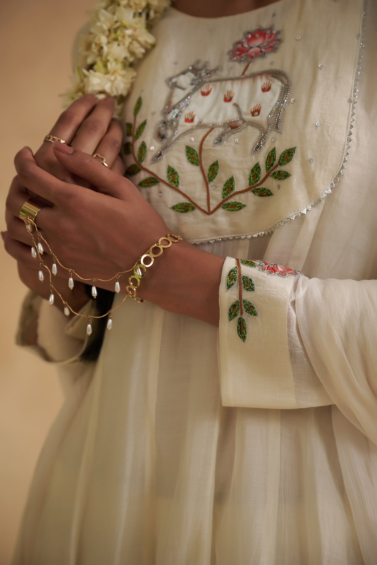 Mul Chanderi Pichwai Anarkali Suit