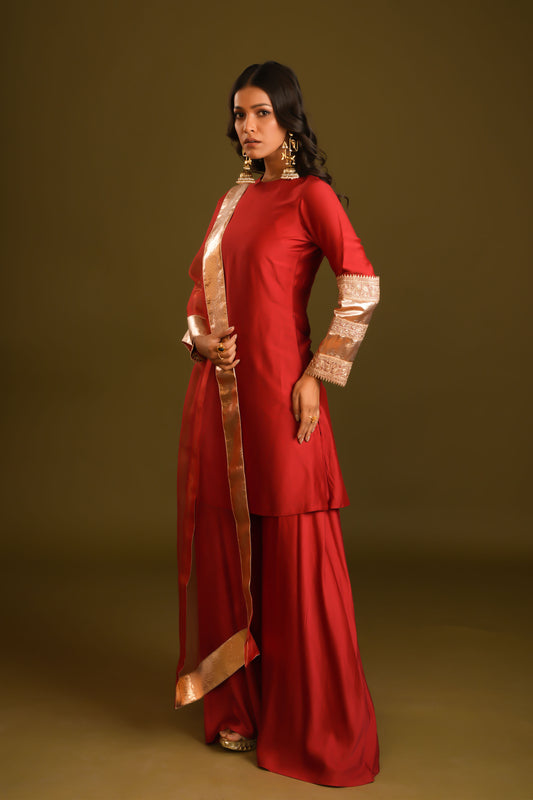 MAROON  GOTA  GARARA SET