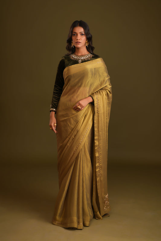 OLIVE GREEN RANI SAREE SET