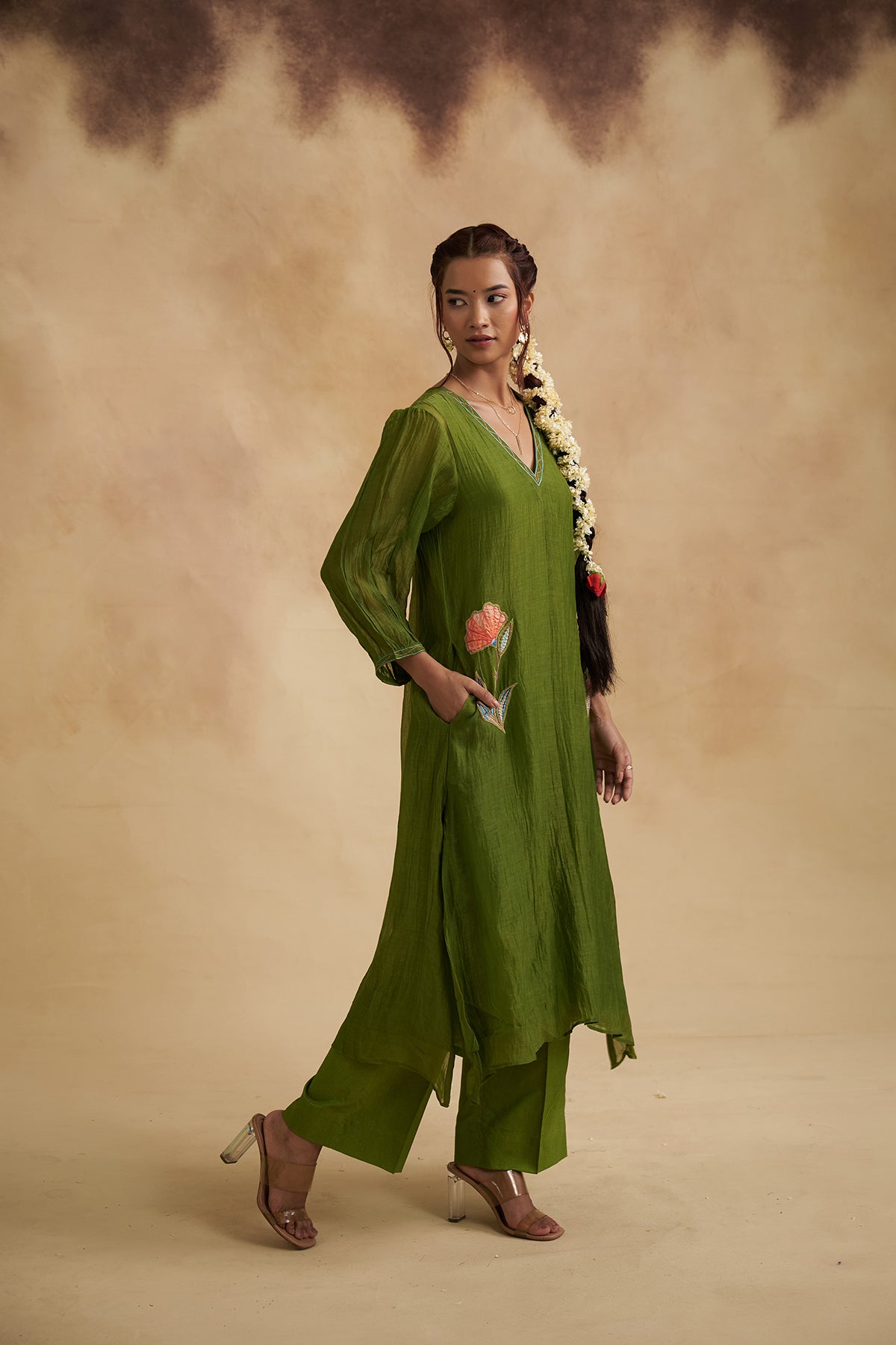Oliver Green Mul Chanderi Suit