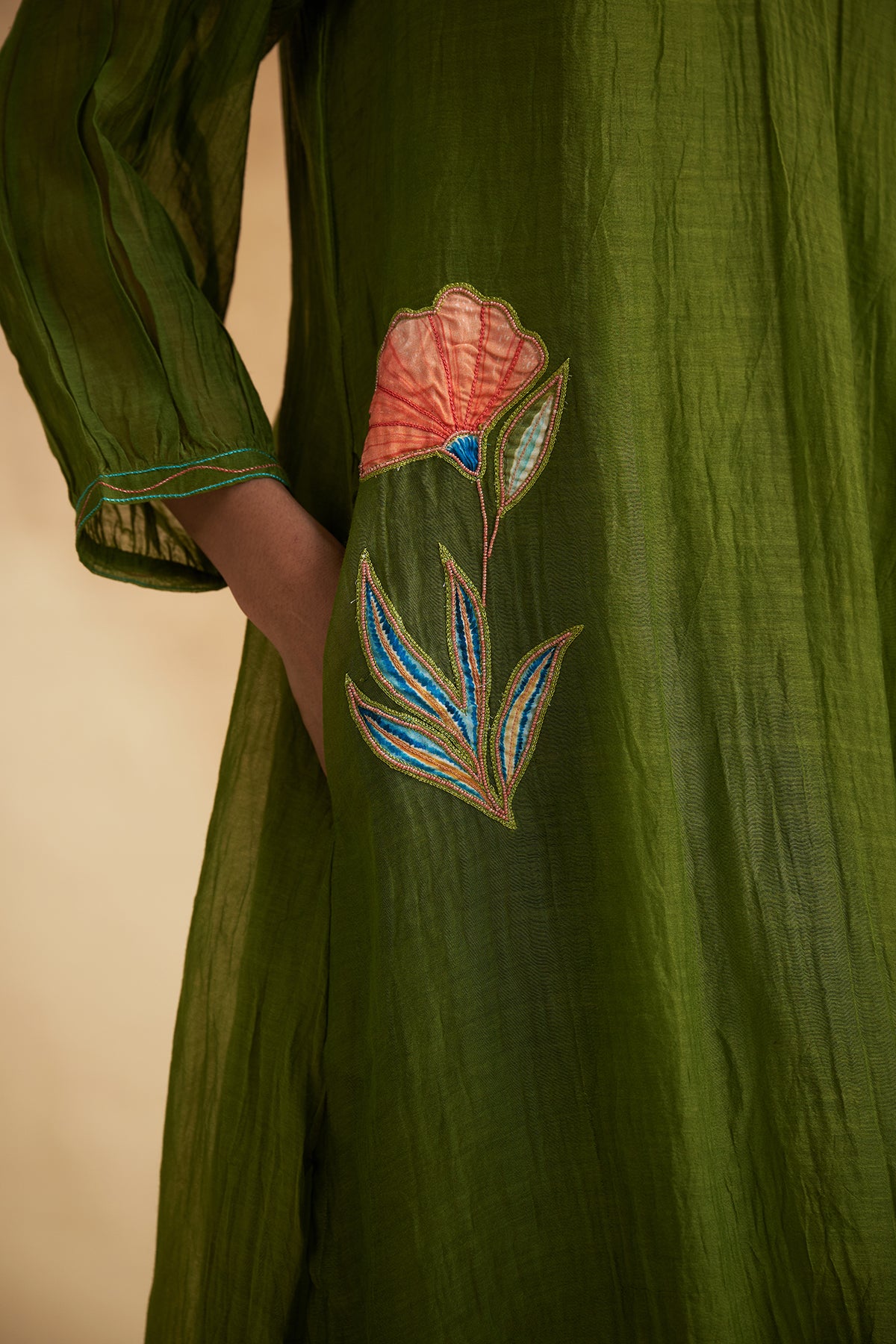 Oliver Green Mul Chanderi Suit