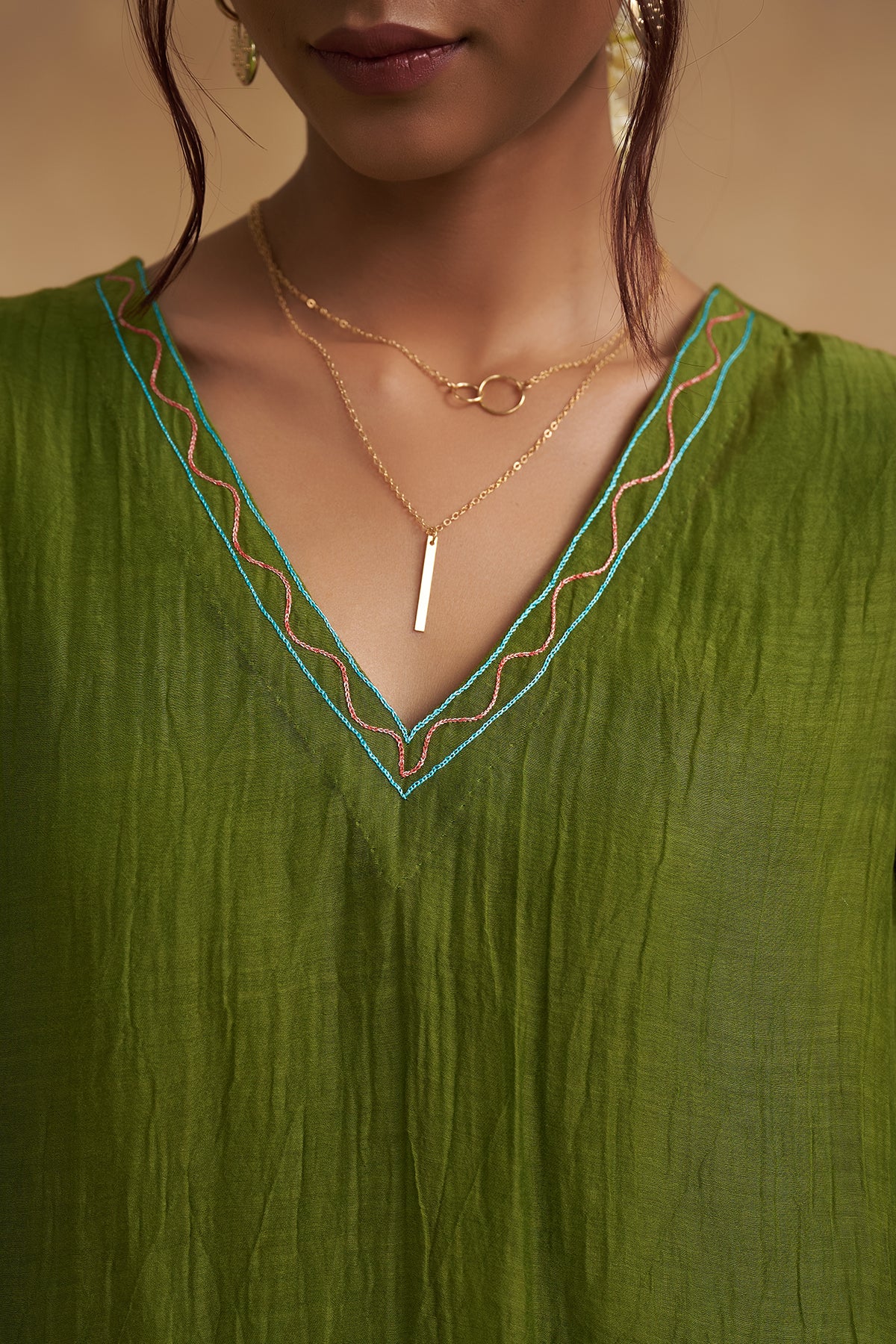 Oliver Green Mul Chanderi Suit