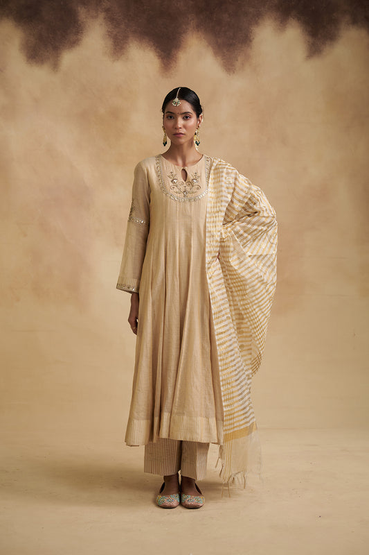Zari Chanderi Anarkali Suit