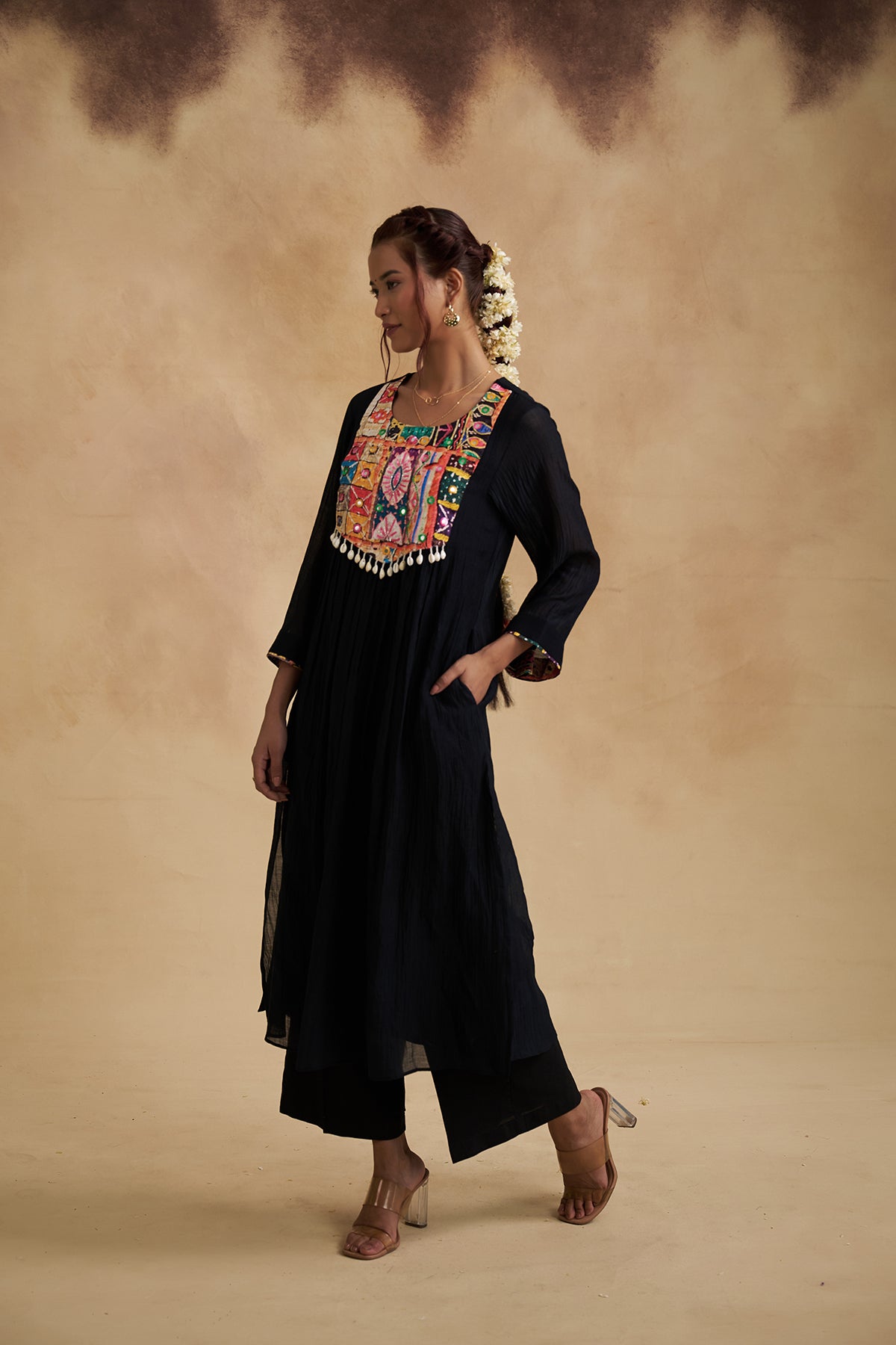 Black Gamthi Design Chanderi Suit