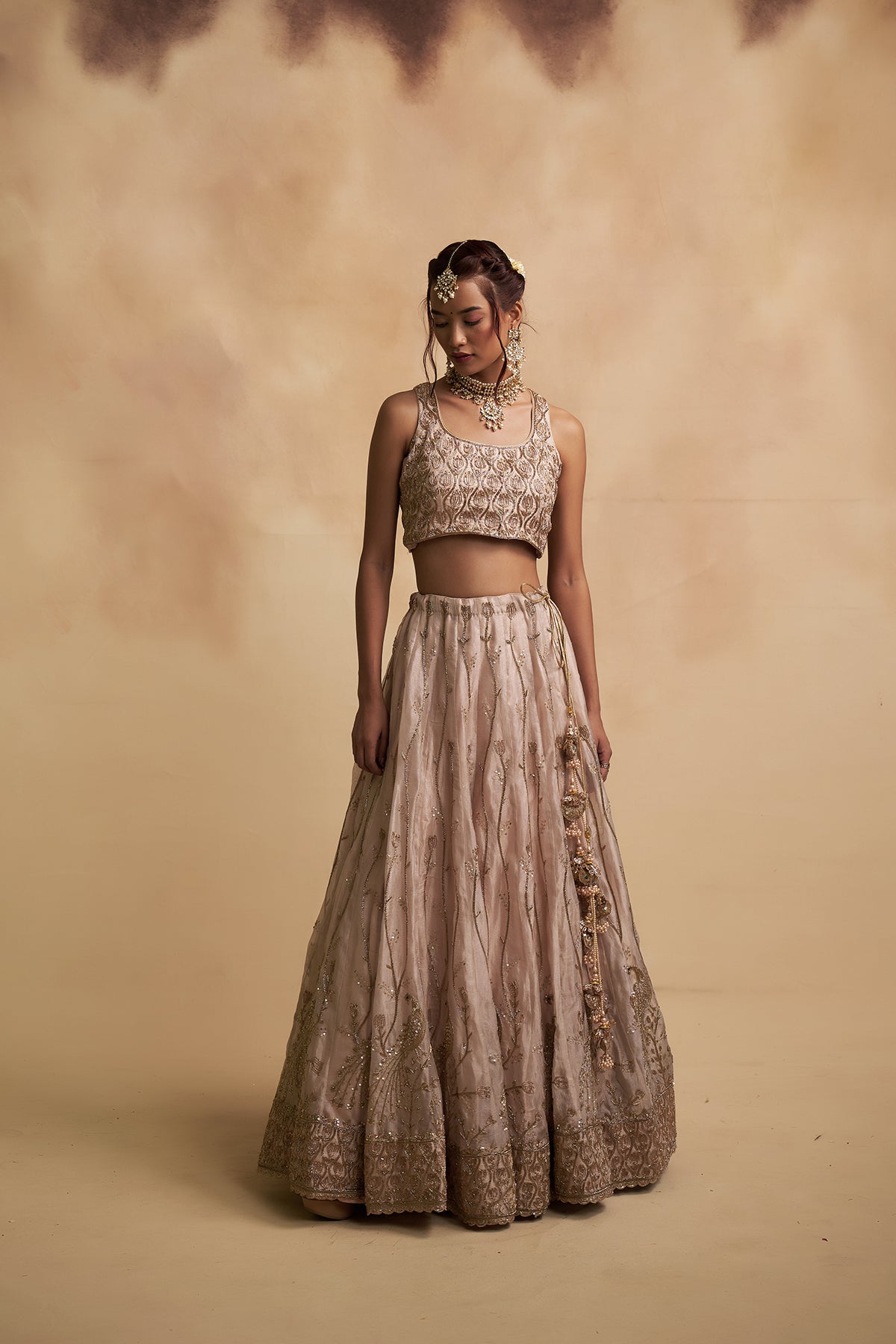Ivory Tissue Silk Lehenga