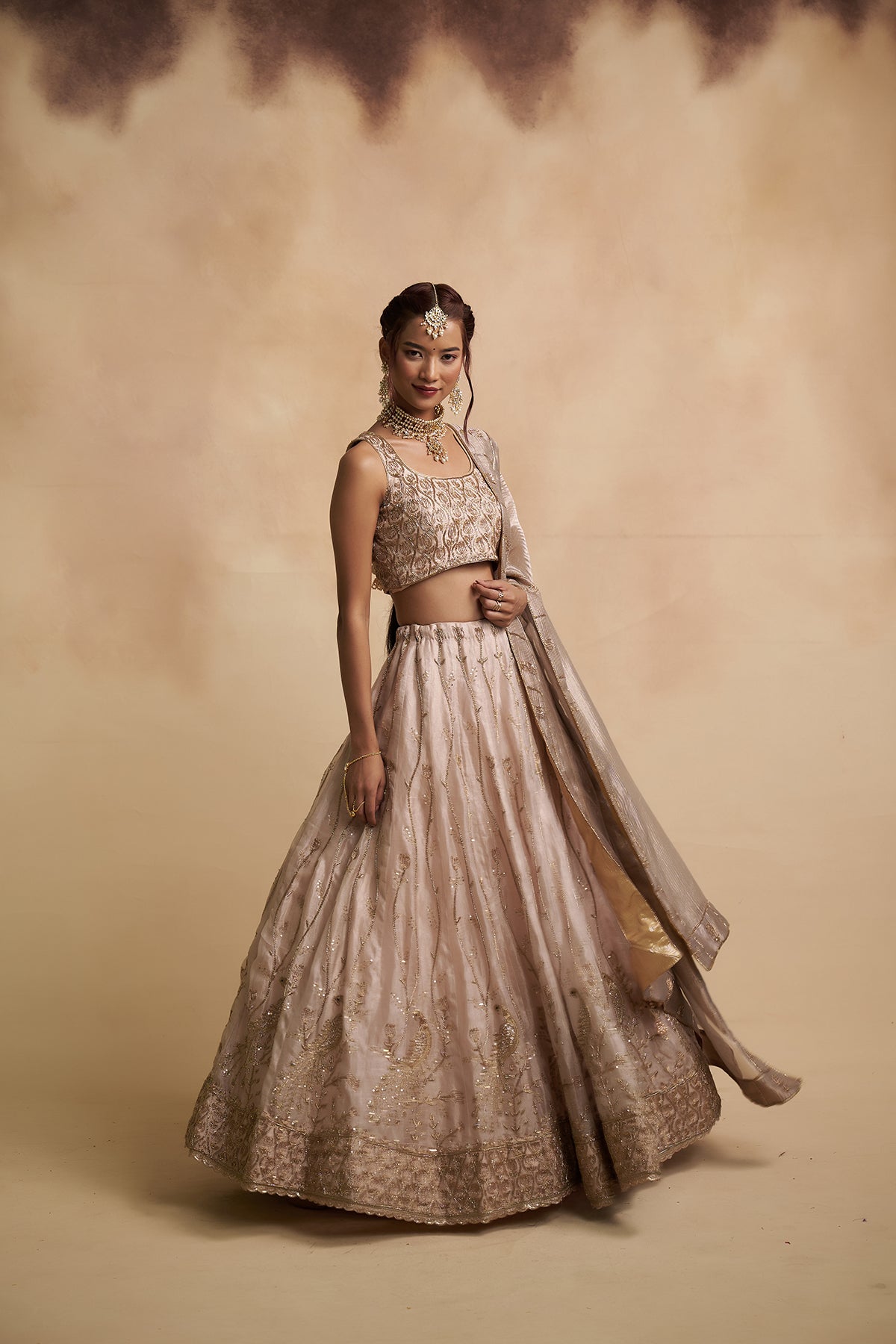 Ivory Tissue Silk Lehenga