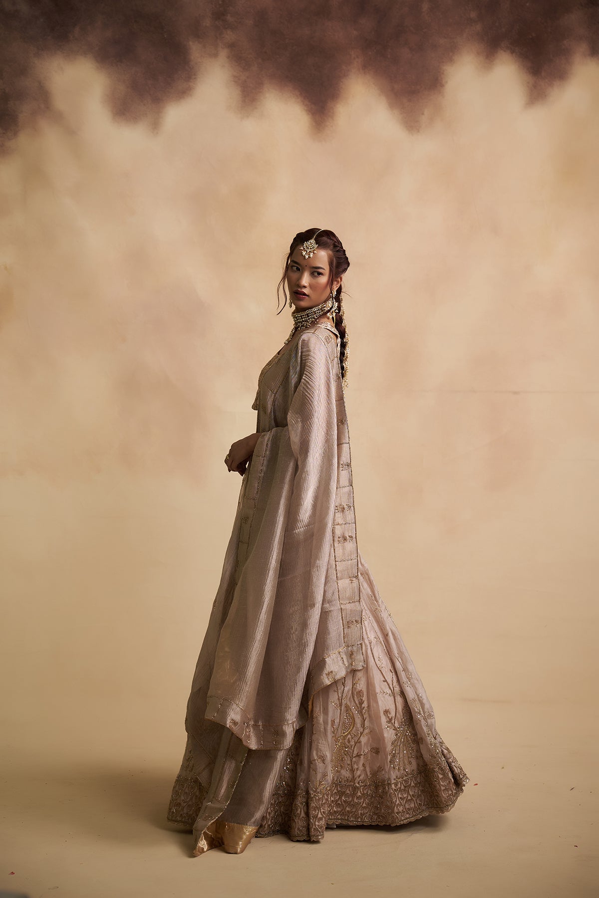 Ivory Tissue Silk Lehenga