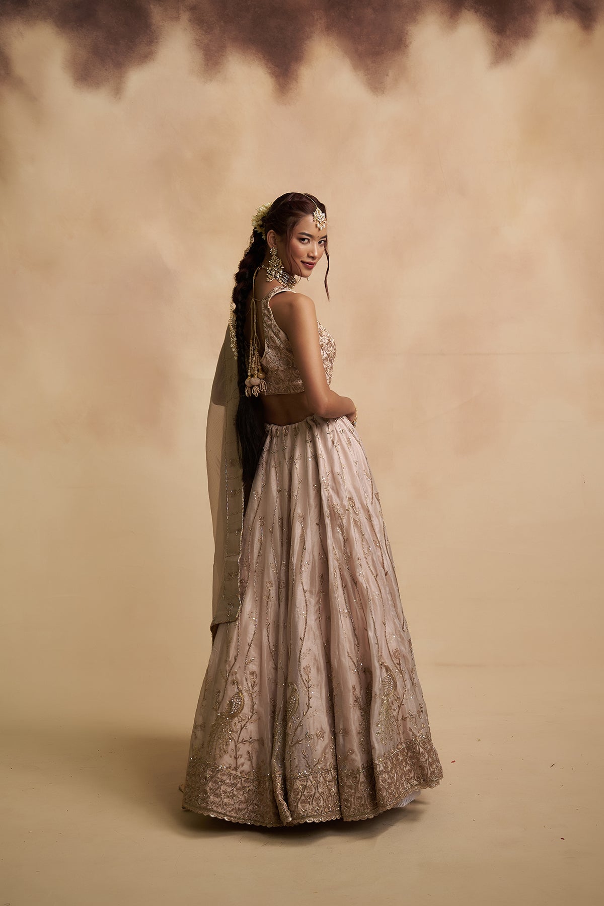Ivory Tissue Silk Lehenga