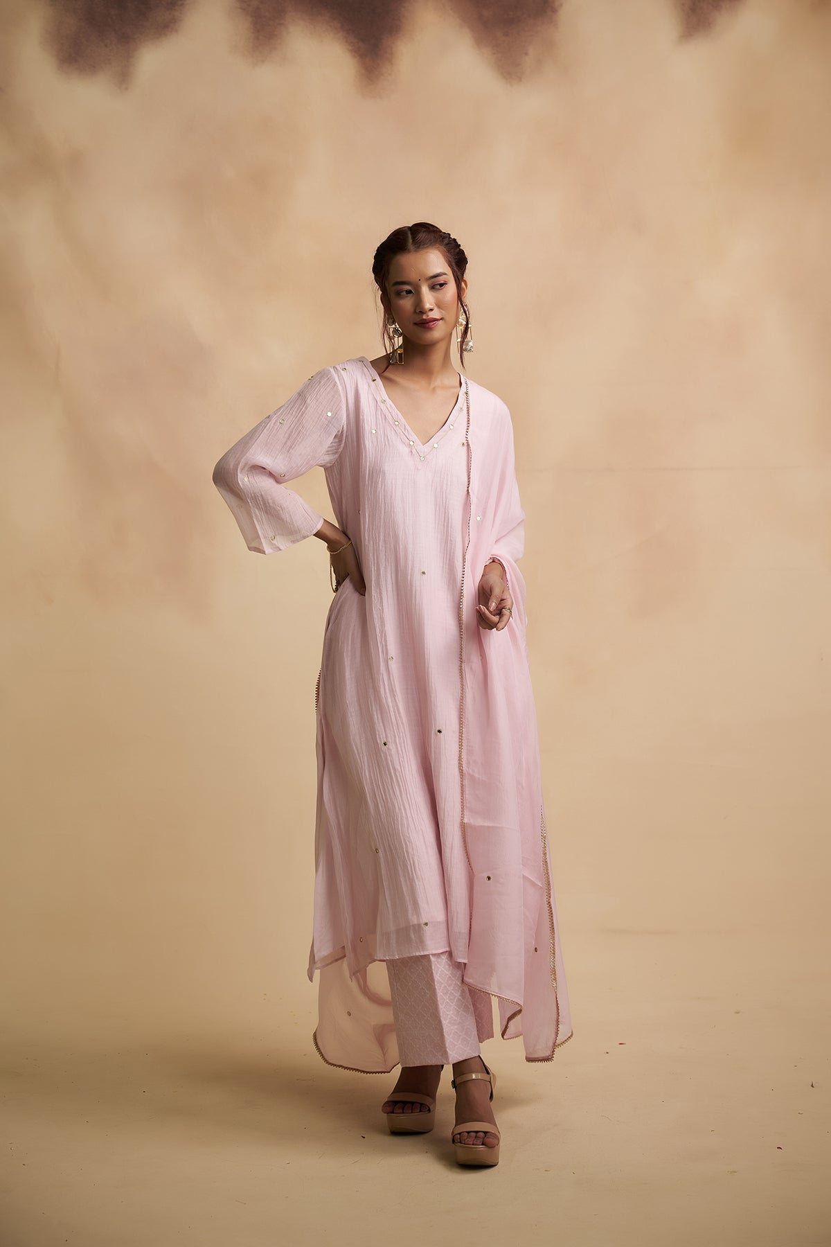 Lavender Mul Chanderi Salwar Suit
