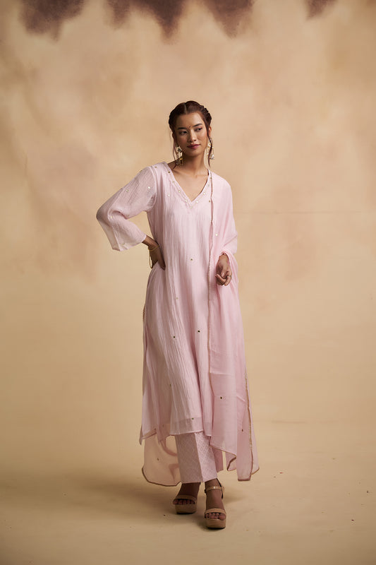 Lavender Mul Chanderi Salwar Suit