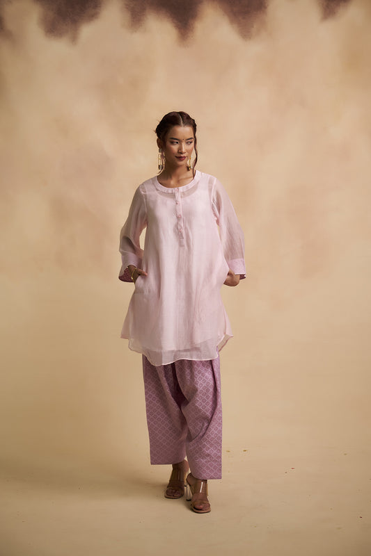 Lavender Mul Chanderi Farsi Salwar Suit