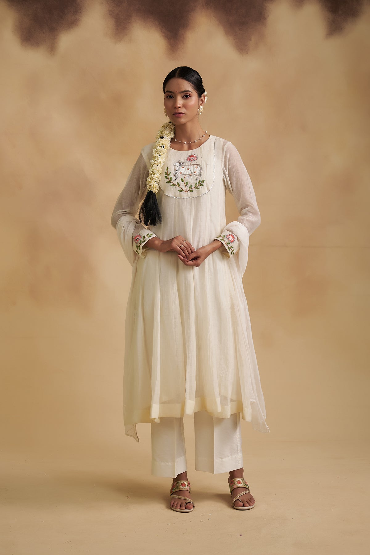 Mul Chanderi Pichwai Anarkali Suit