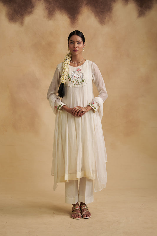 Mul Chanderi Pichwai Anarkali Suit