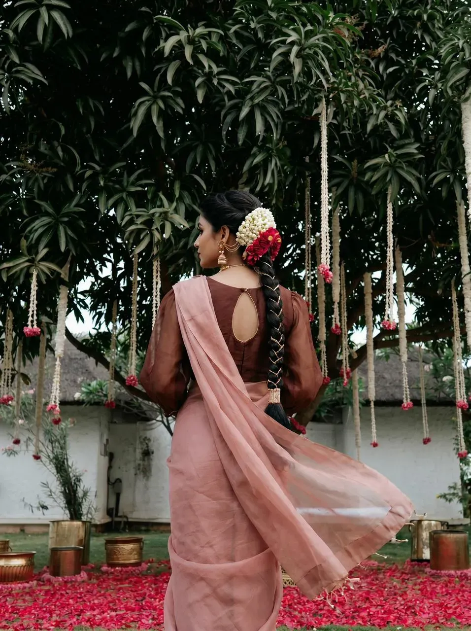 Model draped in a designer saree